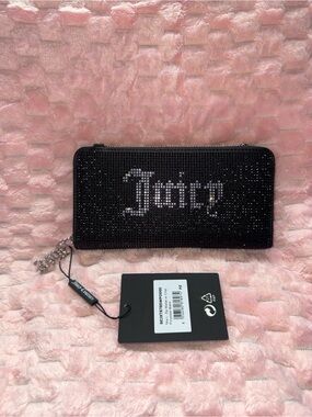 Juicy Couture UK - Black BLING Wallet with Crossbody Chain! BLING design! NWT!